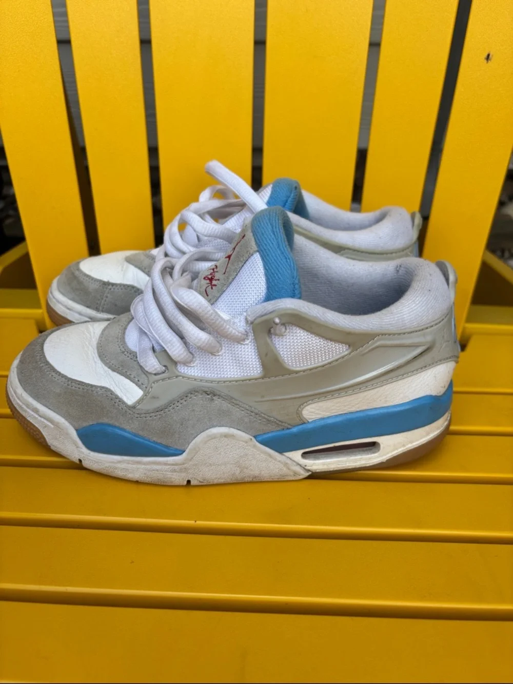 Nike Kids White & Light Blue Jordan Low-Top Sneakers - Picture 4 of 5